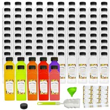 100pcs 16 oz Plastic bottles with lids,Juice bottles with caps, Reusable Clea...