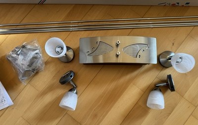 Halogen Schienen Set mit Kreuzung u. Winkelverbinder, 4 Glasstrahler, NEU in OVP