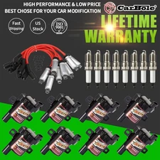 Set of 8 Round Ignition Coil Pack UF262 W/ Spark Plug and Wire For Chevrolet GMC