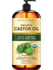 Premium Organic Castor Oil 100 Pure and Hexane-Free Cold-Pressed Beauty 16 fl.
