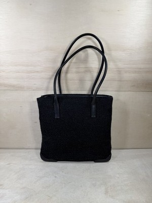 PRADA Triple Compartment SHETLAND WOOL Gray & Black Leather Trim #31 ART: B9502