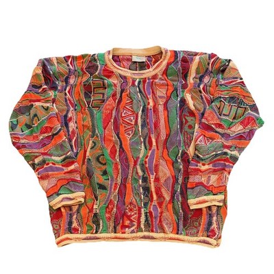 Vintage Coogi Australia Sz. L 3D-Knit Sweater Mercerised Cotton Psychedelic