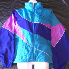 Vintage Reebok Womens Windbreaker Jacket Size Medium 1990s Purple Teal Blue