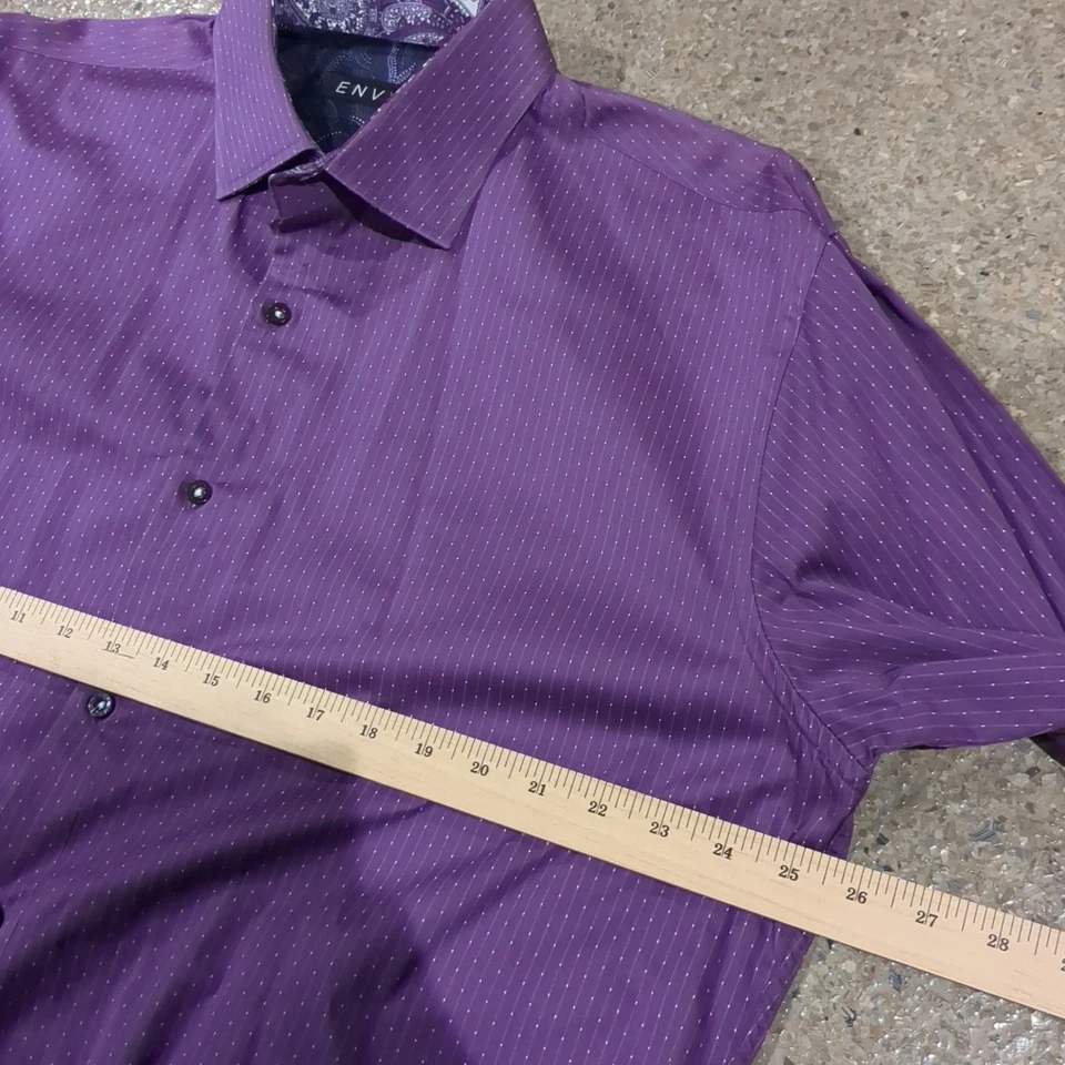 Envy 男式礼服纽扣尺寸 XXL 紫色条纹翻盖袖口 — 第 4/4 张图片