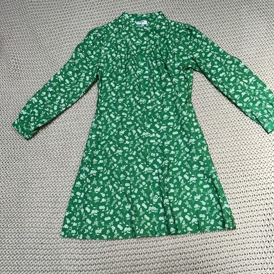 UNTUCKit for Her Dress Womens Size 6 Green Floral Virginia Picnic Long Sleeve 