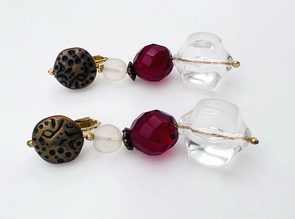 Dabby Reid Red Dangle Drop Clip On Earrings Foto 2 de 4