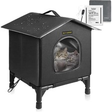 Heated Outdoor Cat Shelter Insulated Waterproof Elevated House Cozy Warmth