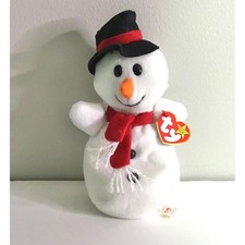 Ty Beanie Baby Snowball Snowman 1996 Vintage Plush Toy Red Scarf Hat 4201