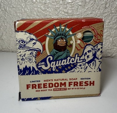 Dr. Squatch Limited Ed. Bar Soap Freedom Fresh All Natural with Zero Grit 5oz