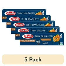 (5 Pack)  Classic Whole Grain Pasta, Thin Spaghetti Noodles, 16 Oz