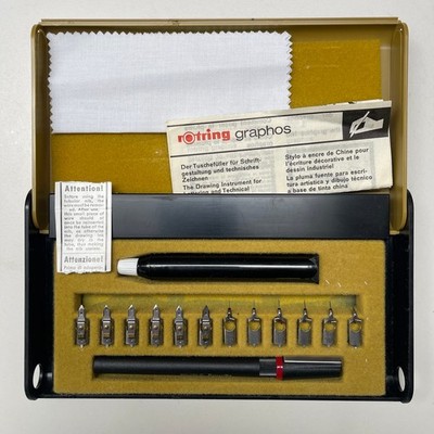 Rotring Graphos Vintage Technical Pen Set 12 Federn im Originalkarton + Anleitung