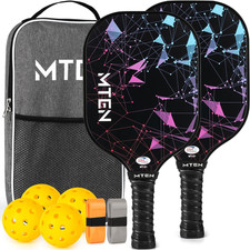 USAPA Approved Pickleball Set 2 Fiberglass Paddles 4 Balls Bag for Men Women