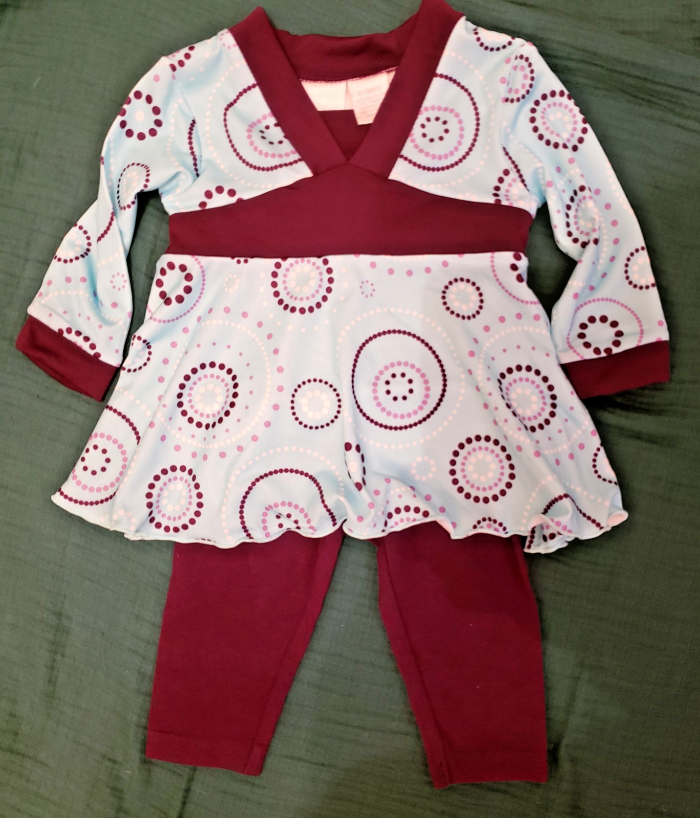 MiniWear Baby Girls 2 Piece Outfit Maroon Blue BabiesRUs - Size 6-9 Months - NWT