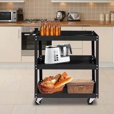 3 Tier Rolling Tool Cart 330 Lbs Capacity for Warehouse Steel Utility Cart Black