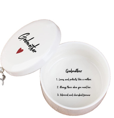 Godmother Mothers Day from Godchild, Godparent Gifts Trinket Jar Ceramic White