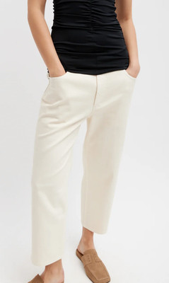 TIBI Garmet Dyed Stretch Twill Cropped Newman Jean Size 26 Ivory