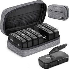Canvas Bag XL Weekly Pill Organizer 2 Times a Day, Travel Pill Box 7 Day with On