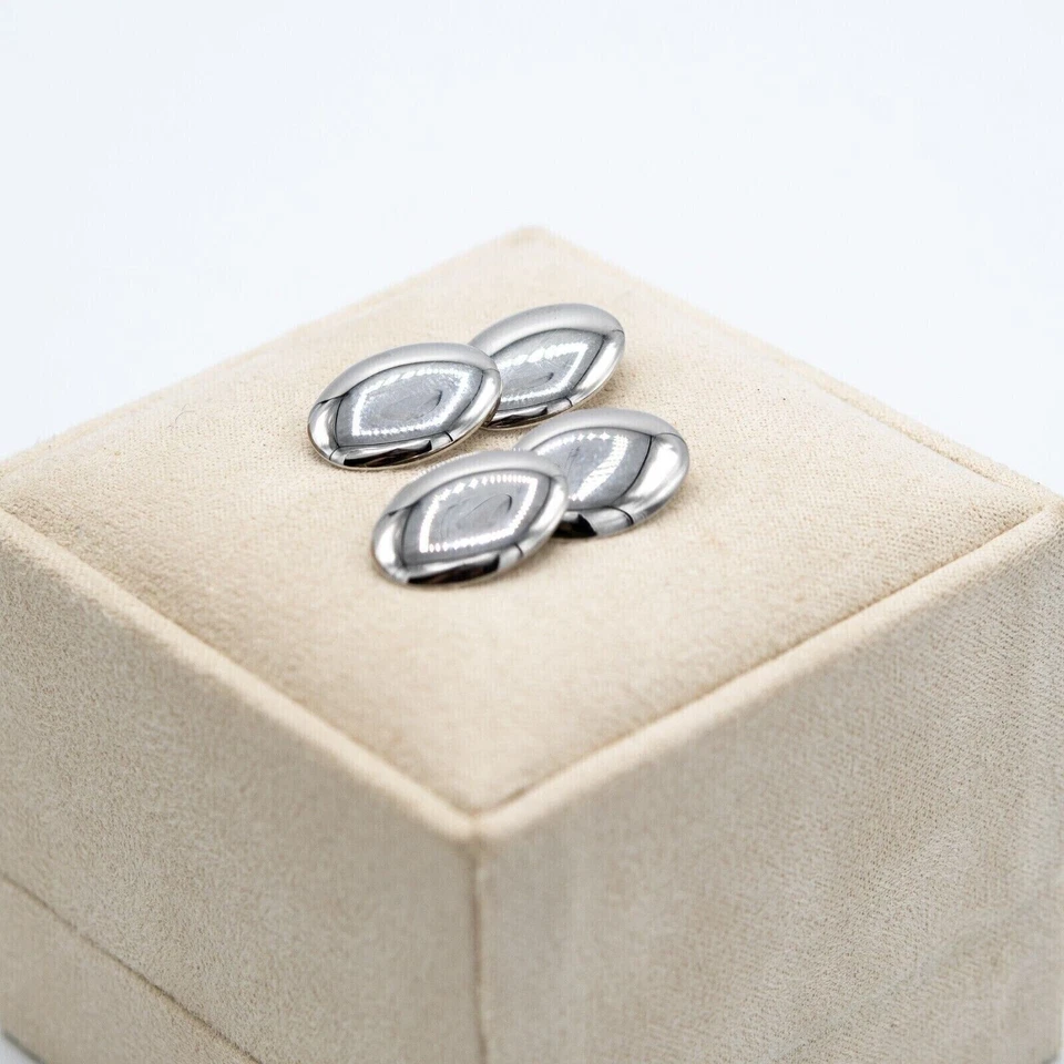 Gemelli in oro bianco 18 kt ovali A.181 - Immagine 3 di 4