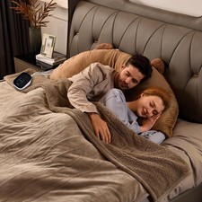 Bearhug Electric Blanket Full Size 77" 84", Taupe-velvet Sherpa