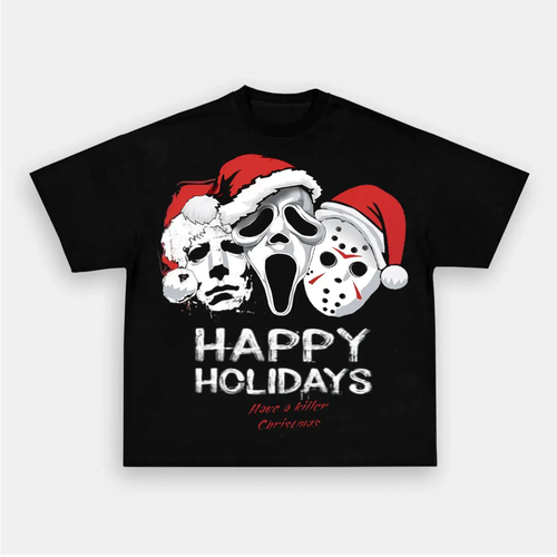 Michael Myers Ghostface Jason Santa Hats Retro Horror Christmas Graphic ...