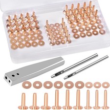 84Pcs Copper Rivets and Burrs 9 and 12 Burrs Setter Leather NEW US