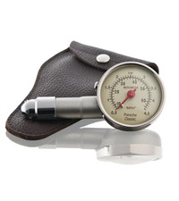 Genuine Porsche Tyre pressure gauge with leather case
