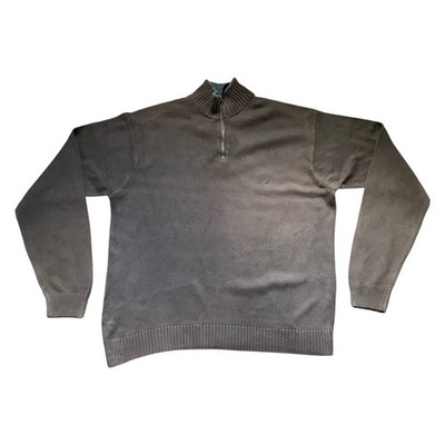 Nautica Retro Pullover Half Zip Knit Sweater Mens Size L Good Condition Brown