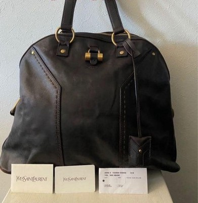 Yves Saint Laurent Rive Gauche Sac Muse Leder Handtasche Dunkelbraun Gebraucht