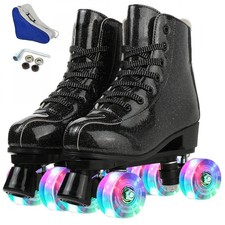 XUDREZ Roller Skates for Women Men Shiny Holographic High Top PU Leather Roll...