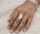 Crescent Moon Ring Silver Open Ring Minimalist Celestial Jewelry