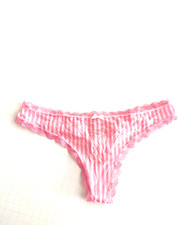 Victoria's Secret Body by Victoria Lace-Trim Thong Panty Pink Stripe