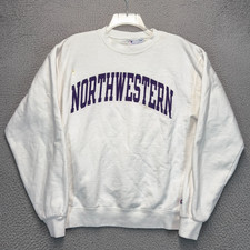 Northwestern Wildcats Sweatshirt Mens Medium White Champion Pullover NCAA