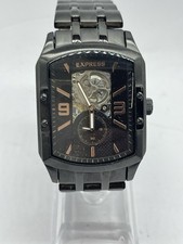 Express Men's Black Rectangle Stainless Steel Watch FMDEX025S
