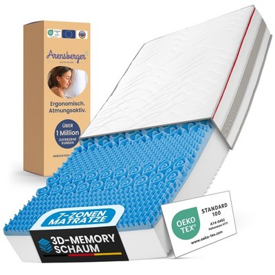 Arensberger FLEXX 7-Zonen 3D-Memory Kaltschaum Matratze, 140cm x 200cm,Höhe 25cm