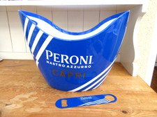 Large Peroni Nastro Azzurro Ice Bucket, & Matching Bottle Opener, Excellent Cond