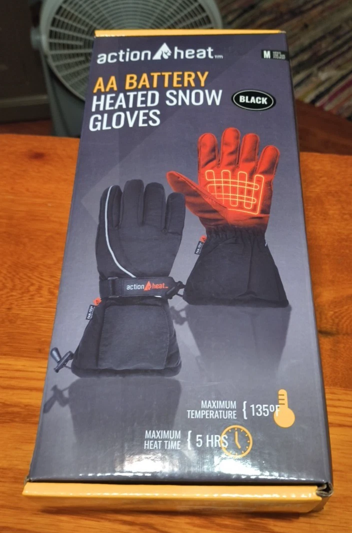Action Heat MEN'S Heated Snow Gloves One Size Fits Most Men’s M NEW