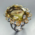 women ring 38 ct+ Natural Lemon Quartz Ring 925 Sterling Silver Size 8 /R460482