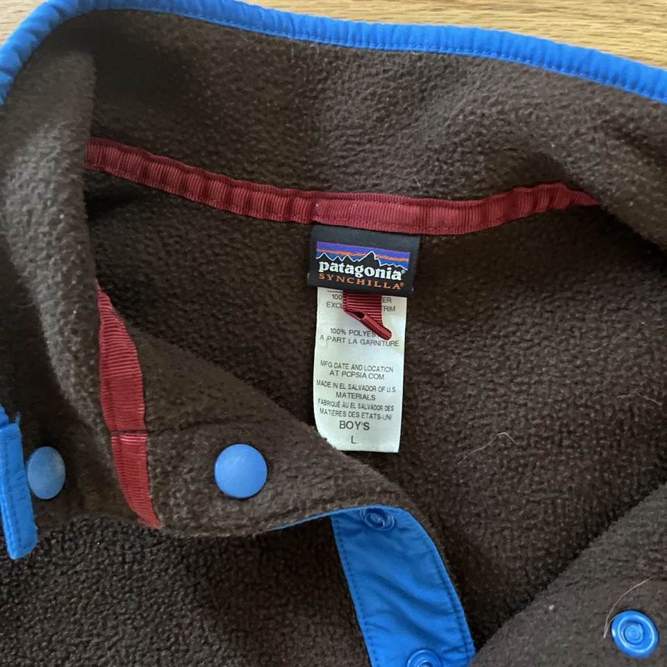 Patagonia Synchilla Snap T Fleece Pullover Brown/Blue Colorblock Boy's L Large - Image 3 of 4