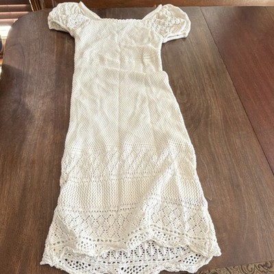 freshman 1996 crochet dress Freshman 1996 Crochet Knit Midi Dress Tan Small Lined NWT$99
