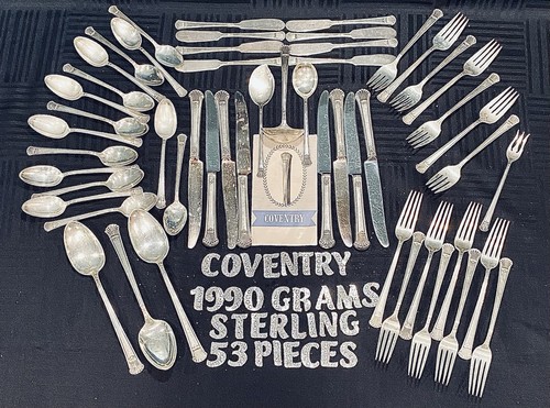 COVENTRY By INTERNATIONAL SILVER STERLING FLATWARE SET 53 PCS 1990g VTG