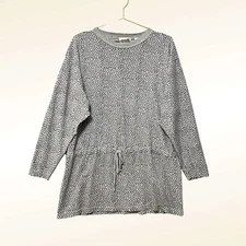 Vintage Gitano 80s Tunic Size Large Gray Black Tie Waist Retro Casual