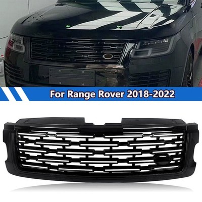 Front Upper Bumper Grille For 2018-2022 Range Rover Up To 2023 Gloss Black Grill