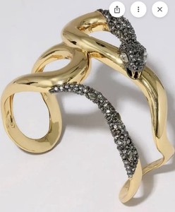 Authentic Alexis Bittar Gold Plated Coiled Crystal Cuff Snake Bracelet- NWT & Dust Bag