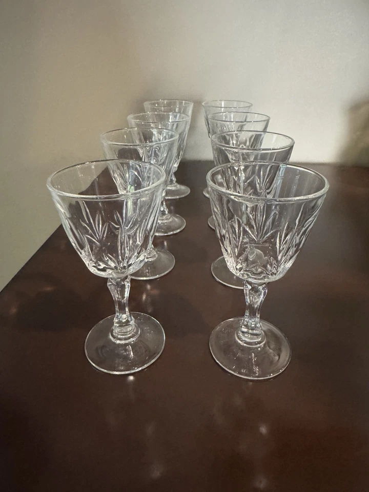 8x Vintage French Crystal Clear Glass Water Goblet 4" 40ml 1.3oz - Image 2 of 3