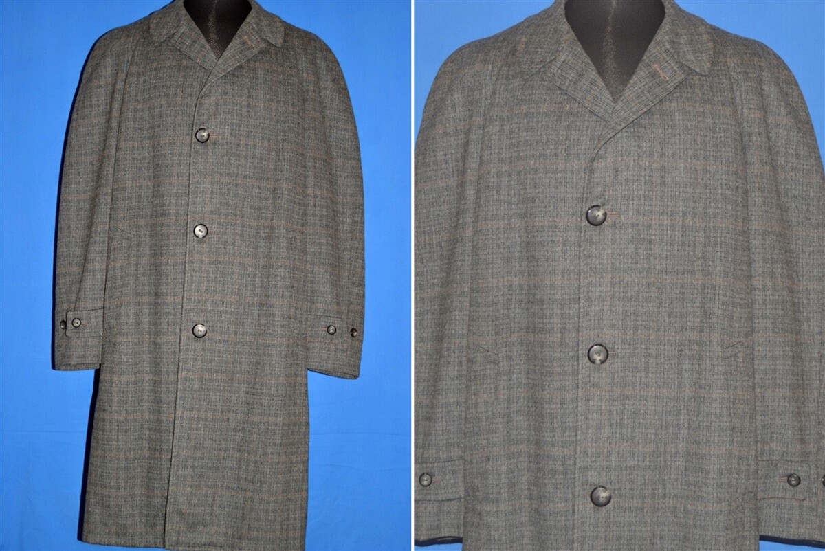 vintage 50s ROCK KNIT GRAY WOOL OVERCOAT TOP COAT WINTER OUTER
