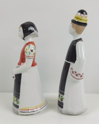 Hollohaza Ungheria 1831 statuine uomo donna ceramica porcellana dipinta a mano 8 e 2 - Foto 4 di 7