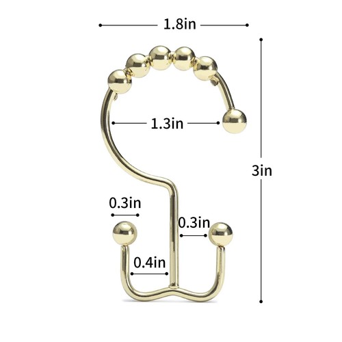 Shower Curtain Hooks Shower Curtain Rings Stainless Steel Gold Shower Curtain... - Picture 3 of 7