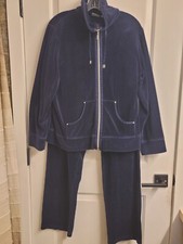 Zynergy By Chico's Velour Track Suit - Blue