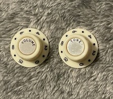 Set of 2 Original Vintage White Guitar Knobs ...