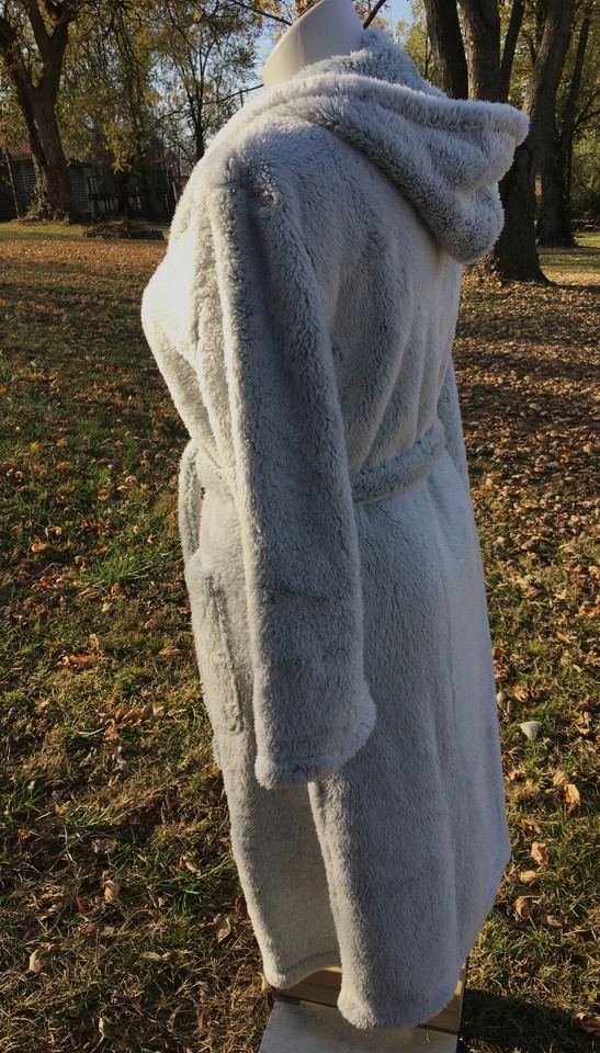 Wild Sage Women's Sherpa Hooded Bathrobe LXL Frosted Granite Green